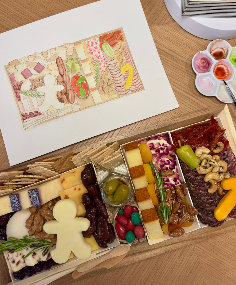 food painting commission watercolor painting food cheese board